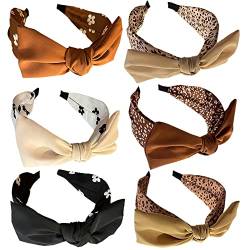 6Pcs Alice Stirnbänder Frauen Kreuz Knoten Haarbänder breite Stoff Kopfbedeckungen Mode kein Ausrutschen Haar Hoop elastische Haare wickeln Turban Haarschmuck für Frauen Uk (Leopard1) von HUANMAYE