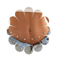 Mode Körperkette Taille geschichtete Schmetterling Körperkette Bauch Bikini Kette Körperzubehör Schmuck für Frauen und Mädchen Silber von HUANMAYE