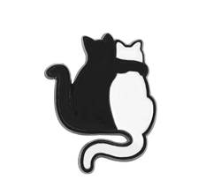 Neue modische Katze Emaille Pins schwarz weiß romantische Katze Brosche süße Tier Brosche Anstecknadel Schmuck Geschenk für Freunde, Metall von HUAQIGUO