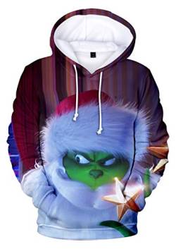 HUASON Kreativer Weihnachts Pullover Weihnachtsmann 3D Hoodie Lustiger Bequemes Langarm Sweatshirt für Herren und Damen(2XL) von HUASON