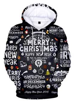 HUASON Kreativer Weihnachts Pullover Weihnachtsmann 3D Hoodie Lustiger Bequemes Langarm Sweatshirt für Herren und Damen(3XL) von HUASON