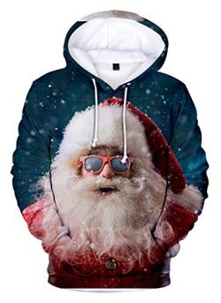 HUASON Kreativer Weihnachts Pullover Weihnachtsmann 3D Hoodie Lustiger Bequemes Langarm Sweatshirt für Herren und Damen(4XL) von HUASON