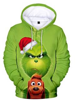HUASON Kreativer Weihnachts Pullover Weihnachtsmann 3D Hoodie Lustiger Bequemes Langarm Sweatshirt für Herren und Damen(4XL) von HUASON