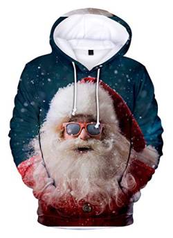 HUASON Kreativer Weihnachts Pullover Weihnachtsmann 3D Hoodie Lustiger Bequemes Langarm Sweatshirt für Herren und Damen(L) von HUASON