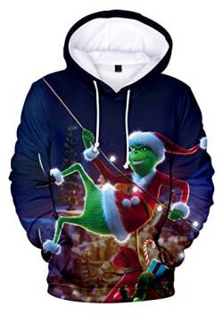 HUASON Kreativer Weihnachts Pullover Weihnachtsmann 3D Hoodie Lustiger Bequemes Langarm Sweatshirt für Herren und Damen(L) von HUASON