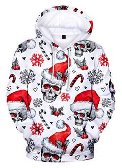 HUASON Unisex Weihnachten Hoodie Kapuzenpullover Herren Damen 3D Druck Buntes Spaß Sweatshirt(XL) von HUASON