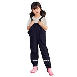 HUBA Regenlatzhose Unisex Kinder Gefüttert Regenhose Mit Füßen Wind- Und wasserdichte Thermo Atmungsaktiv Einfarbig Matschhose Buddelhose Latzhose Regenträgerhose Für Mädchen Jungen von HUBA