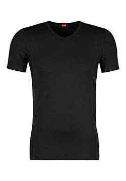 HUBER Herren V-Shirt Kurzarm Unterhemd, Schwarz (Schwarz 7662), Large (Herstellergröße: L) von HUBER