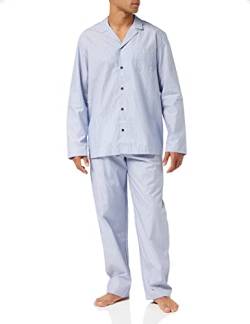 Huber Herren Pyjama lang gekn. Pyjamaset, Blue Woven, L von HUBER