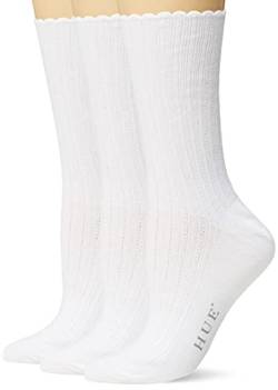 HUE Damen, gewellt, Scalloped Pointelle Crew Socken, 3 Paar, Weiss/opulenter Garten, Einheitsgröße (3er Pack) von HUE