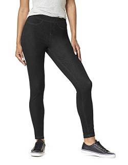 HUE Damen Curvy Fit Essential Denim Leggings Strumpfwaren, Schwarz, L von HUE