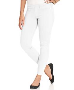 HUE Damen Einfarbige Original Jeanz Denim-Leggings Strumpfwaren, Weiss/opulenter Garten, M von HUE