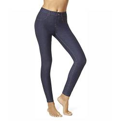 HUE Damen Essential Denim Leggings, Deep Indigo Wash, S von HUE