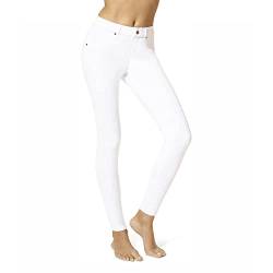 HUE Damen Essential Denim Leggings Strumpfwaren, Weiss/opulenter Garten, S von HUE