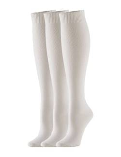 HUE Damen Flat Knit Knee Sock 3 Pair Pack Freizeitsocken, Farbe: Weiß, Einheitsgröße von HUE