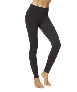 HUE Damen Leggins mit breitem Bund, Blickdicht, Baumwolle, Strumpfwaren, schwarz, S von HUE