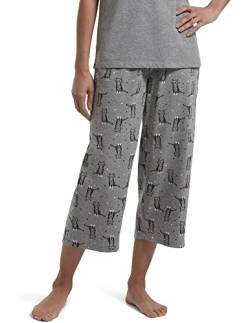 HUE Damen Printed Knit Capri Pajama Sleep Pant Pyjamahose, Medium Grey Heather/Sweet Kitty, X-Large von HUE
