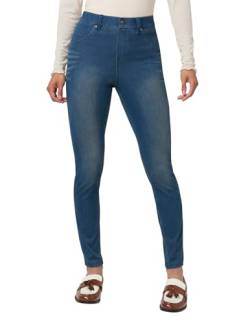 HUE Damen Ultraweiche Denim-Leggings mit hoher Taille Strumpfwaren, Steely Blue Wash, M von HUE