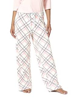 HUE Women's Printed Knit Long Sleep Pant Pajama Bottom, Off White - Hygge Plaid, M UK von HUE