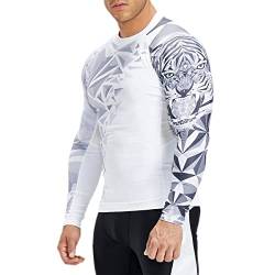 HUGE SPORTS BJJ Rashguard für Herren Langarm Kompressions Rash Guard für Surf MMA Jiu Jitsu Wrestling Kanu Beast Layer Tiger S von HUGE SPORTS