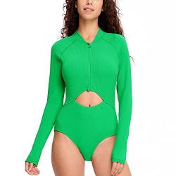 HUGE SPORTS Damen Badeanzüge mit Ausschnitt Hochgeschnittener Badeanzug(Grün,S) von HUGE SPORTS