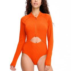 HUGE SPORTS Damen Badeanzüge mit Ausschnitt Hochgeschnittener Badeanzug(Orange,3XL) von HUGE SPORTS