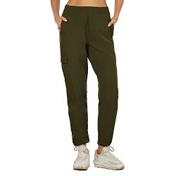 HUGE SPORTS Damen Leichte Wanderhose für Frauen Wasserdicht Outdoor Hose mit Mitpraktischen Taschen Grün L von HUGE SPORTS