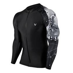 HUGE SPORTS Herren-Badehemden, langärmelig, Reißverschluss, Rashguard, UPF 50+, Sonnenschutz, schnell trocknend, Hai, M von HUGE SPORTS