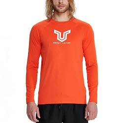 HUGE SPORTS Herren Festes Rashguard Langarm Surfen Schwimmshirt Langarmshirt alle Outdoor Aktivitäten (Orange,S) von HUGE SPORTS