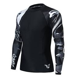 HUGE SPORTS Herren Rashguard Sonnenschutz Kompression Schwimmshirt für Schwimmen Tauchen (Schlange,M) von HUGE SPORTS