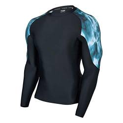 HUGE SPORTS Herren Rashguard zum Surfen Langarm Rash Vest Shirt für Schwimmen Outdoor Aktivitäten Tiefer Ozean 2XL von HUGE SPORTS