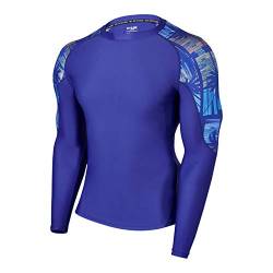 HUGE SPORTS Herren Rashguard zum Surfen Langarm Rash Vest Shirt für Schwimmen Outdoor Aktivitäten Tropischer Stil M von HUGE SPORTS