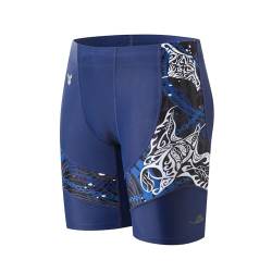 HUGE SPORTS Herren Splice Schwimmhose Lang Jammer Badehose Eng Badeanzug Schwimmen (Teufelsfische,2XL) von HUGE SPORTS