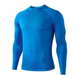HUGE SPORTS Herren Thermo Unterhemd Langarm Thermounterwäsche Oberteile Atmungsaktiv Langarmshirt für Winter Outdoor Blau 2XL von HUGE SPORTS