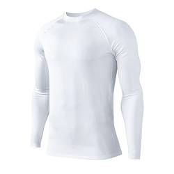 HUGE SPORTS Herren Thermo Unterhemd Langarm Thermounterwäsche Oberteile Atmungsaktiv Langarmshirt für Winter Outdoor Weiß 2XL von HUGE SPORTS