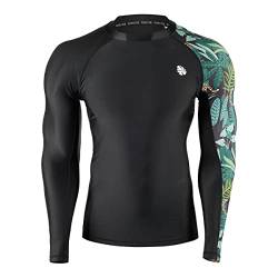 HUGE SPORTS Rashguard Shirt Herren Langarm Rash Guard Sonnenschutz Surf Schwimmshirt Badeshirt Leopard 3XL von HUGE SPORTS