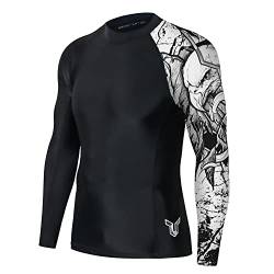 HUGE SPORTS Wildes Tier Rashguard Herren Langarm Kompression Schwimmshirt Schnelltrocknend Sonnenschutz (Schwarzer Adler,3XL) von HUGE SPORTS