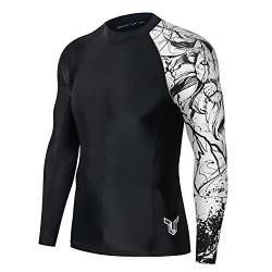 HUGE SPORTS Wildes Tier Rashguard Herren Langarm Kompression Schwimmshirt Schnelltrocknend Sonnenschutz (Schwarzer Löwe,L) von HUGE SPORTS