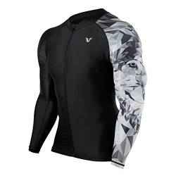 Huge Sports Herren Langarm-Rash-Weste mit Reißverschluss – Sonnenschutz, schnell trocknend, Rashguard, Surfen, Schwimmen, wolf, Verschiedene Größen von HUGE SPORTS