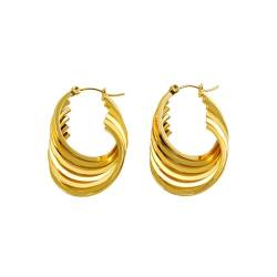 HUGE TOMATO 3 Schichten Hoop Ohrringe, Gold Vintage Geometrische unregelmäßige mehrschichtige Huggie Ohrringe für Frauen von HUGE TOMATO