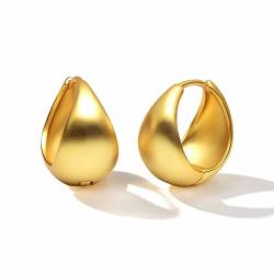 HUGE TOMATO Chunky Gold Hoop Ohrringe Chunky Silber Ohrringe 18K Gold überzogene Hoop Ohrringe für Frauen, minimalistische Schmuck Geschenk (Gold Matte) von HUGE TOMATO