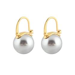 Huge Tomato Perlenohrringe, Ohrhänger mit Perlen, 14mm große Perlenohrringe mit Sterlingsilber, 14K Gold überzogener Verschluss, elegantes Geschenk für Frauen von HUGE TOMATO