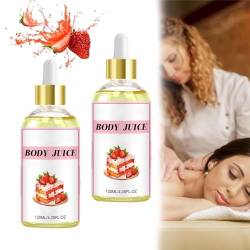 Body Juice Oil Scent Strawberry,Strawberry Shortcake Body Oil,120ml Handcrafted Body Oil for Women, Body Juice Oil Strawberry Shortcake (2pcs) von HUGGINS