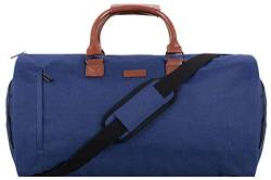 HUGH BUTLER Prestige Wochenendtasche und Kleidersack 2in1 50 L - Modell für 2024 | Bedrucktes Futter, Laptopfach, Metall-Reißverschlüsse, Geschenkbox | Anzugs- und Reisetasche für Herren (Marine blau) von HUGH BUTLER