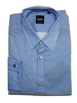 BOSS Gemustertes Slim-Fit Baumwollhemd Remus Farbe blau 430 (L) von HUGO BOSS