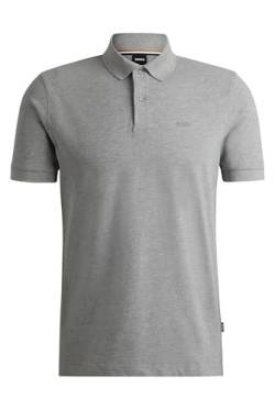 BOSS Herren Pallas Regular-Fit Poloshirt aus Baumwolle mit Logo-Stickerei Silber XL von HUGO BOSS