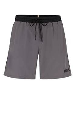 BOSS Herren Starfish Badeshorts aus recyceltem Material mit Kontrast-Logo Dunkelgrau S von HUGO BOSS