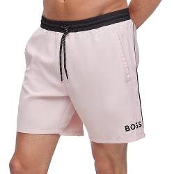 BOSS Herren Starfish Badeshorts aus recyceltem Material mit Kontrast-Logo Hellrosa L von HUGO BOSS