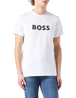 BOSS Herren T-Shirt RN Relaxed-Fit T-Shirt aus Baumwolle mit UV-Schutz UPF 50+ und Logo Weiß S von HUGO BOSS