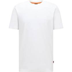 BOSS Herren Tales Relaxed-Fit T-Shirt aus Baumwoll-Jersey mit Logo-Aufnäher Weiß S von HUGO BOSS